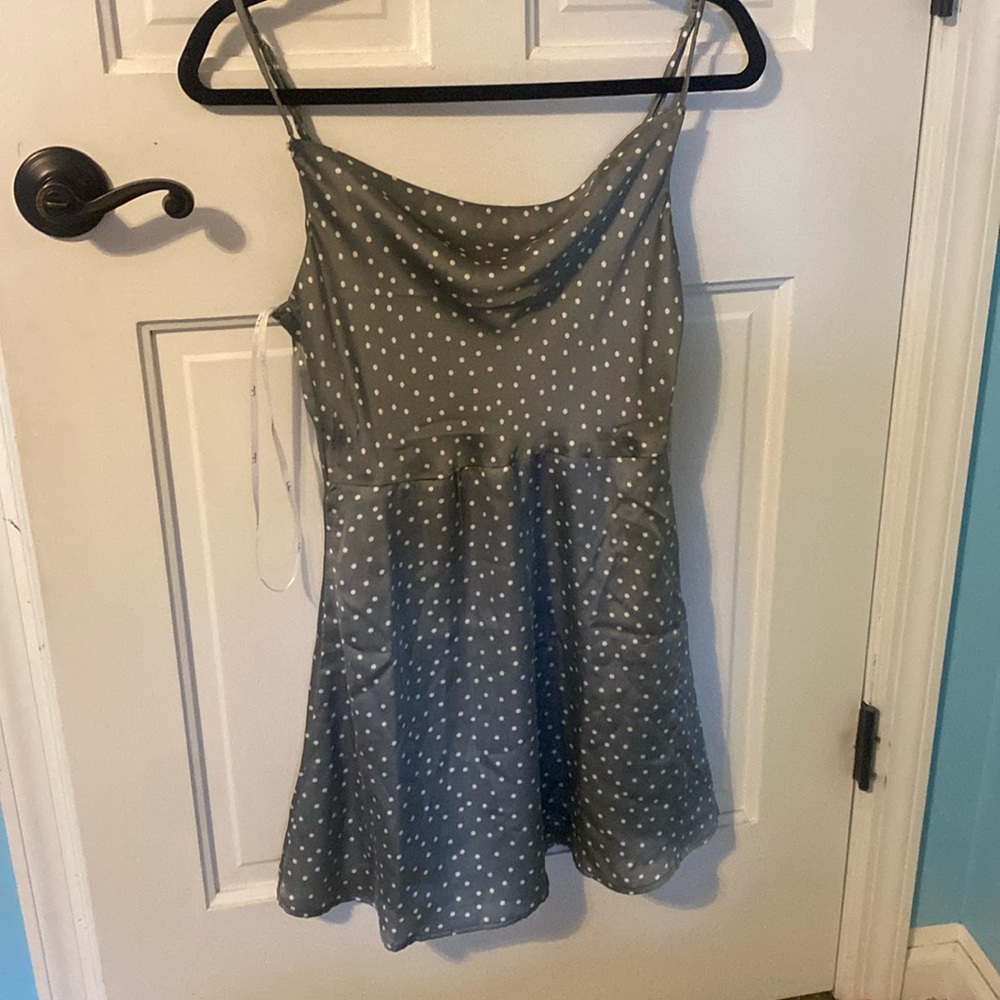 Polka dot lulus cowl neck dress